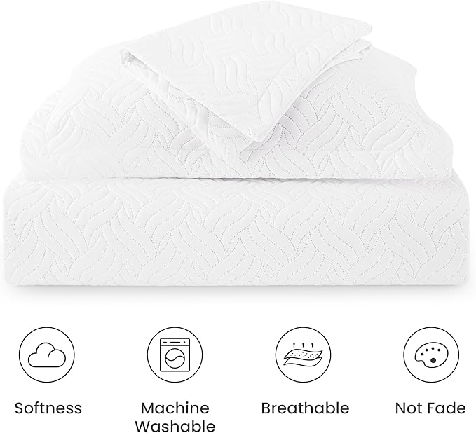 Love's cabin King Size Quilt Set White Bedspreads - Image 7