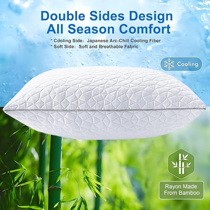 Cooling Pillows King Size Set of 4, Shredded Memory Foam Pillows, Adjustable - Image 2