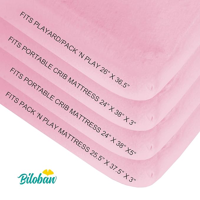 Biloban Pack and Play Sheets Fitted, 2 Pack Pack and Play Sheet Fits - Image 2