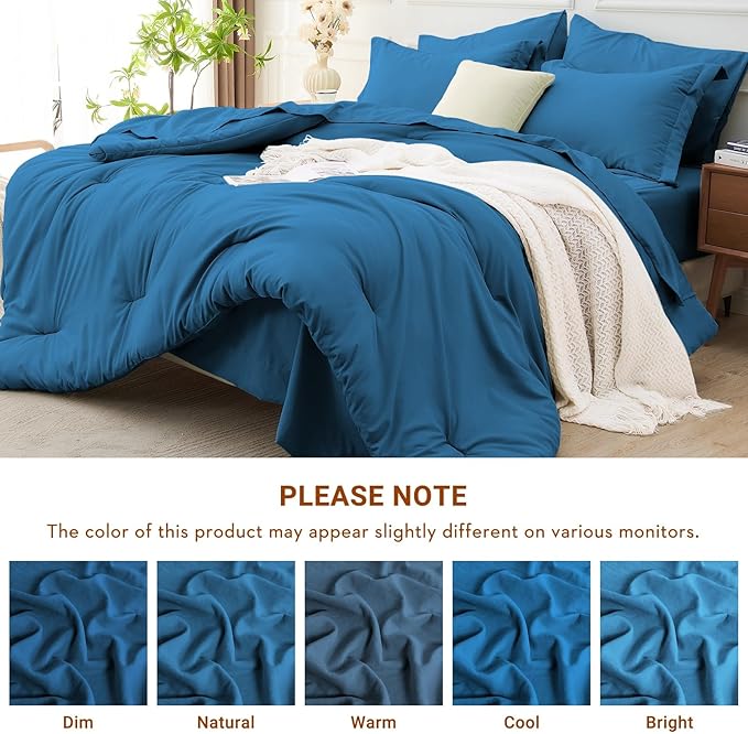 MUXHOMO 7 Pieces California King Comforter Set, Soft Bed in a Bag Cal King Size - Image 7
