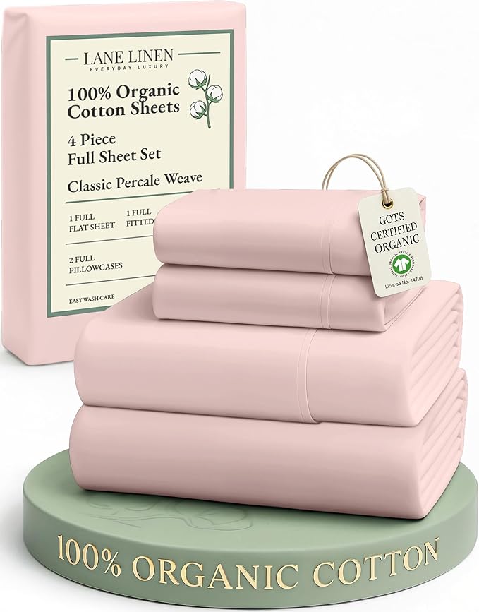 LANE LINEN 100% Organic Cotton Sheets Full Size Bed, Machine Washable Fully by LaneLinen