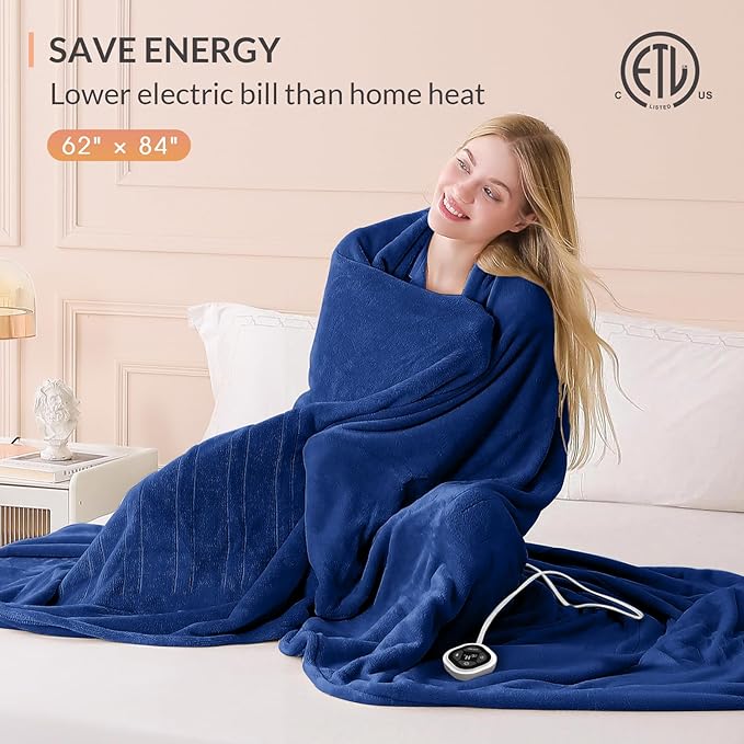 HOMLYNS LuxeHeat Heated Blanket Electric Blanket Twin Size, Soft Flannel Sherpa - Image 6