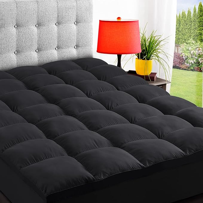 ELEMUSE King Black Mattress Topper by ELEMUSE
