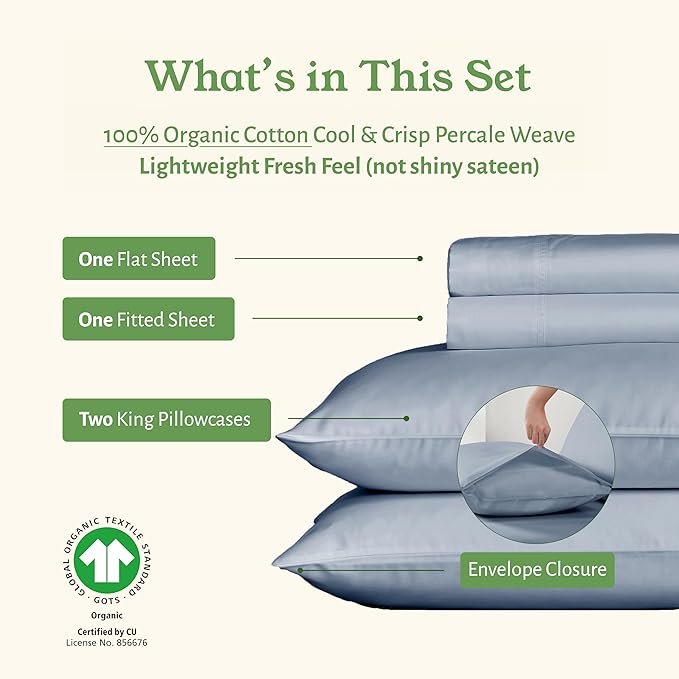 California Design Den 100% Organic Cotton Sheets King - Image 4