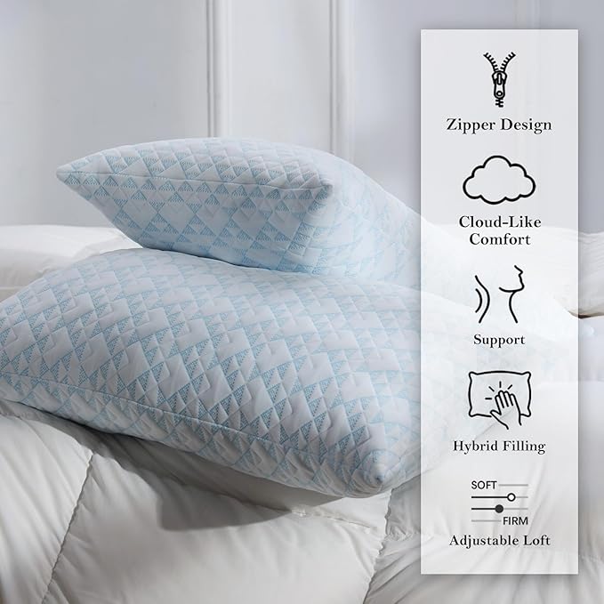 Meoflaw Adjustable Memory Foam Bed Pillows:King Size Shredded Foam Pillow Set - Image 8