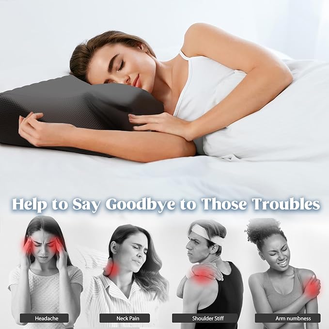 Cervical Pillow for Neck Pain Relief, Cooling Contour Memory Foam Pillows - Image 4