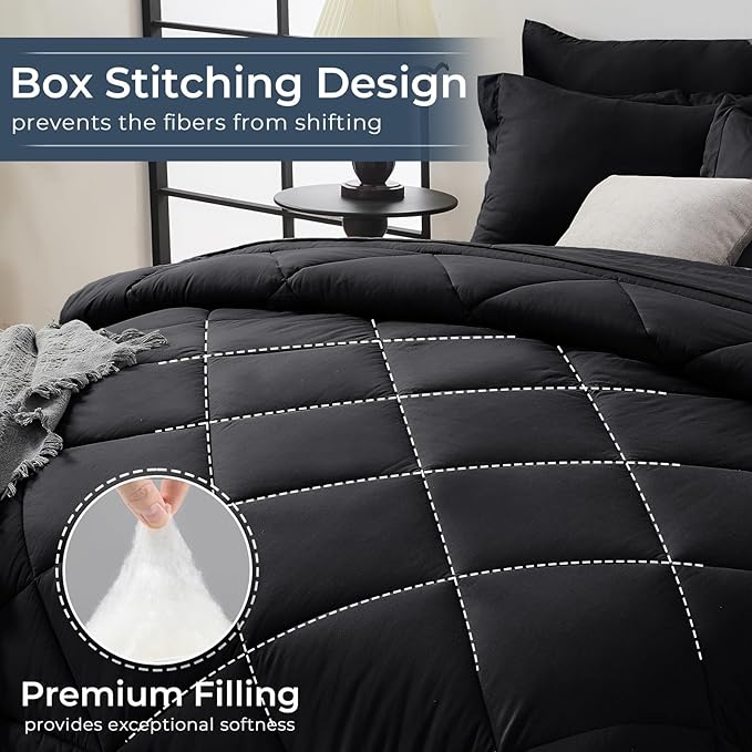 HEVUMYI Black Oversized Queen Comforter Set - Image 4