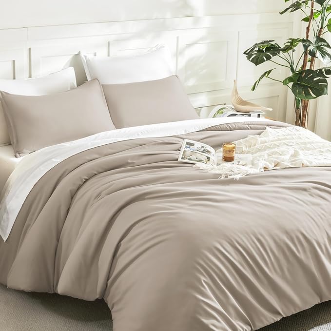 Litanika Comforters Oatmeal Oversized Queen Size, 3 Pieces Lightweight Solid - Image 5