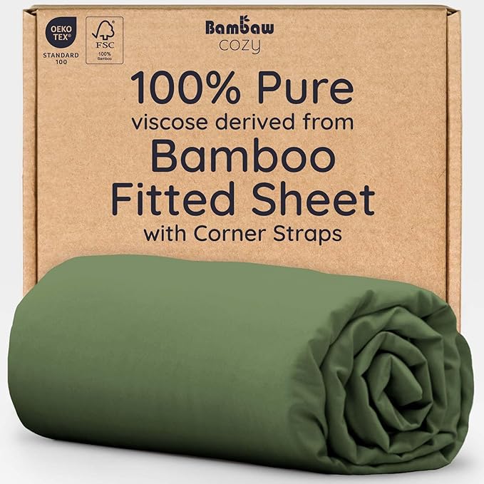 Bambaw 100% Viscose Derived from Bamboo Fitted Sheet Twin Size, 15’’ Deep by Bambaw