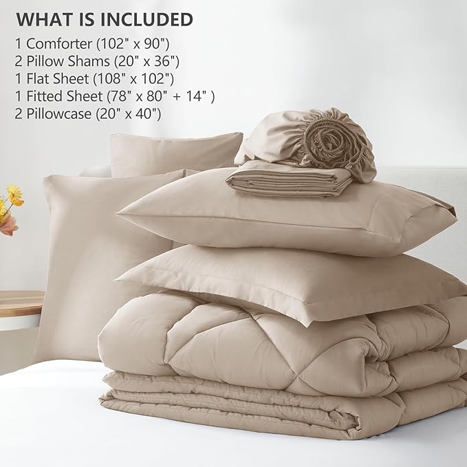 CozyLux King Size Comforter Set Wheat - Image 6