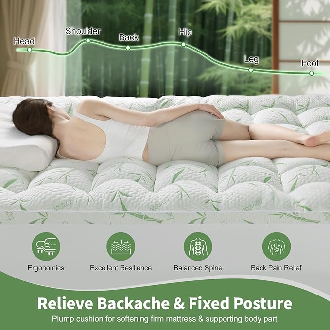 3 Inch Mattress Topper Queen Size, 1500GSM Down Alternative Fill, Cooling Extra - Image 3