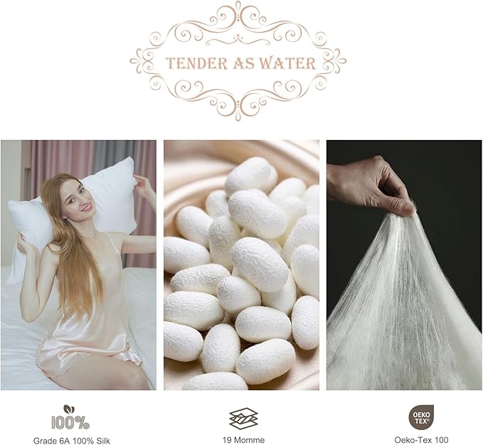 100% Mulberry Silk Pillowcase 2 Pack, Queen Size Silk Pillow Cases - Image 6