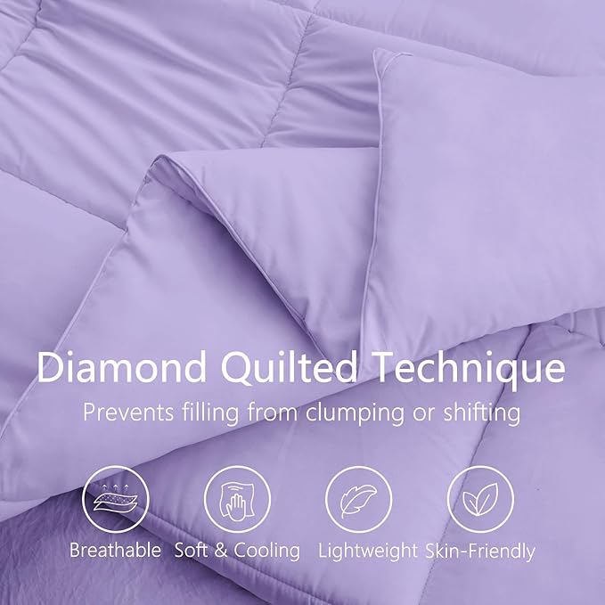 TEXARTIST Premium 2100 Series King Comforter All Season Breathable Lavender - Image 2