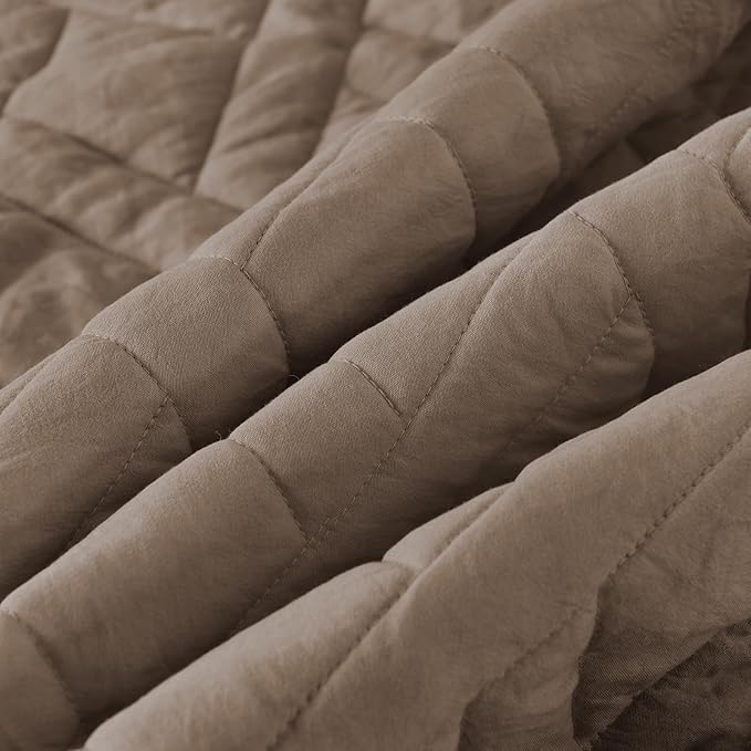 HORIMOTE HOME Quilt Set Queen Size Pine Bark, Classic Geometric Diamond - Image 3