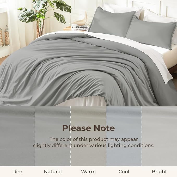 Litanika Comforters Medium Gray Full Size, 3 Pieces Lightweight Solid Bedding - Image 8