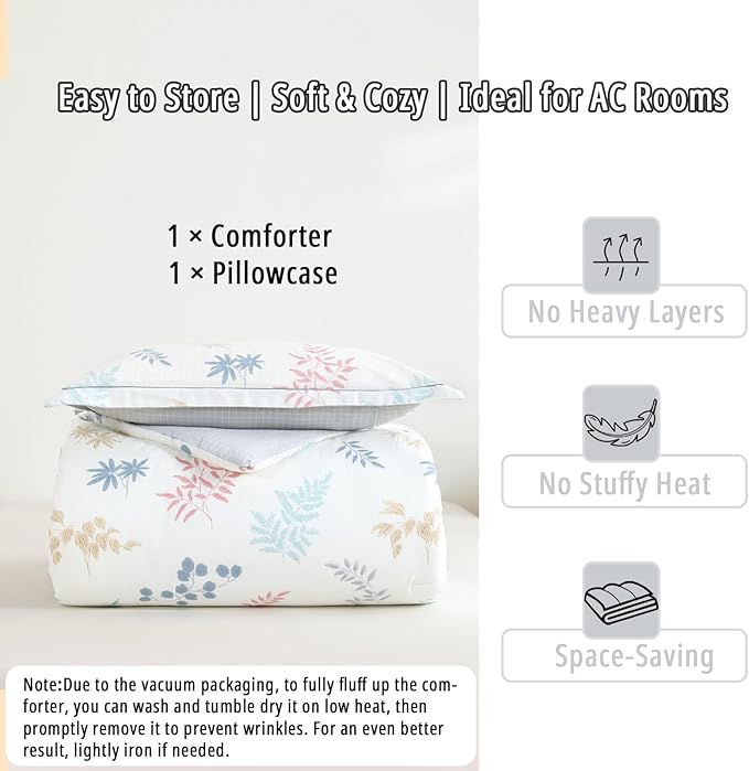 LEMIROE White Cotton Comforter Twin Size 2Pcs - Image 7