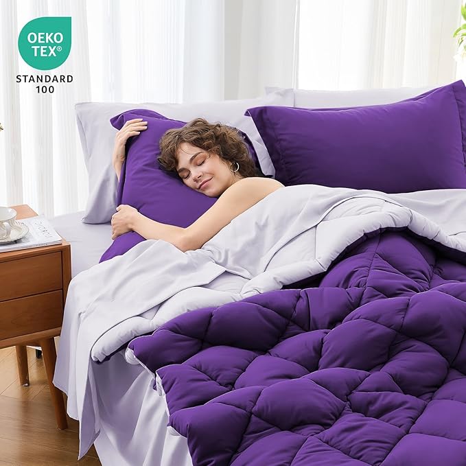 MUXHOMO 5 Pieces Twin Comforter Set, Reversible Bed in a Bag Twin Size - Image 4