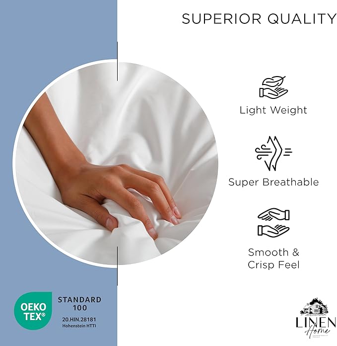 Linen Home 100% Cotton Percale Weave Fitted Sheet Full Size Only, Baby Blue - Image 5