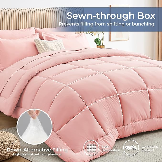 Sasttie Twin Comforter Set, 5 Pieces Bed in a Bag Twin, Complete Bedding Set - Image 3