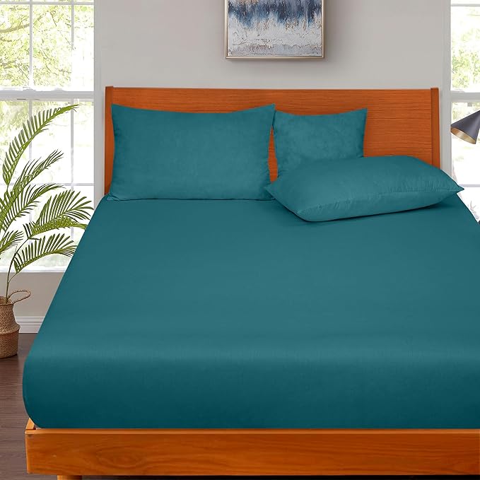 ROYALE LINENS 300 Thread Count 100% Long Staple Combed Cotton Fitted Sheet Queen - Image 9