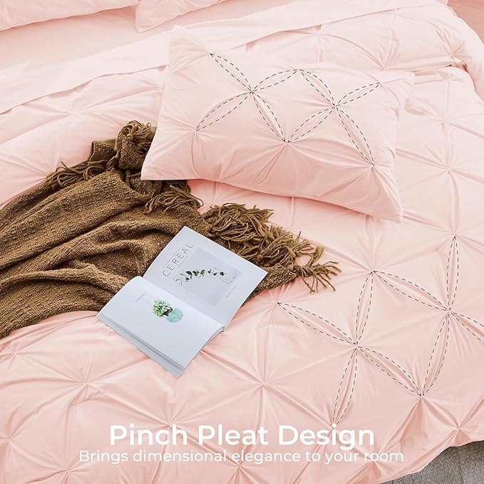 Sasttie Queen Comforter Set, 7-Piece Bed in a Bag, Pintuck Bedding Sets - Image 4