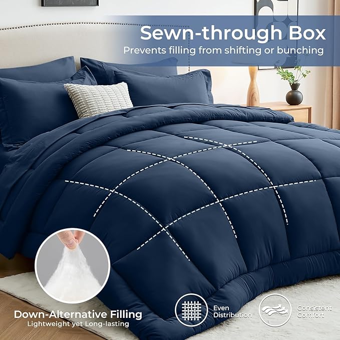 Sasttie Twin Comforter Set, 5 Pieces Bed in a Bag Twin, Complete Bedding Set - Image 7