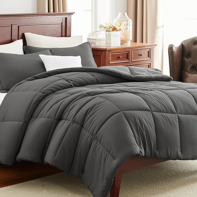 CozyLux Twin/Twin XL Comforter Set Dark Grey - Image 8