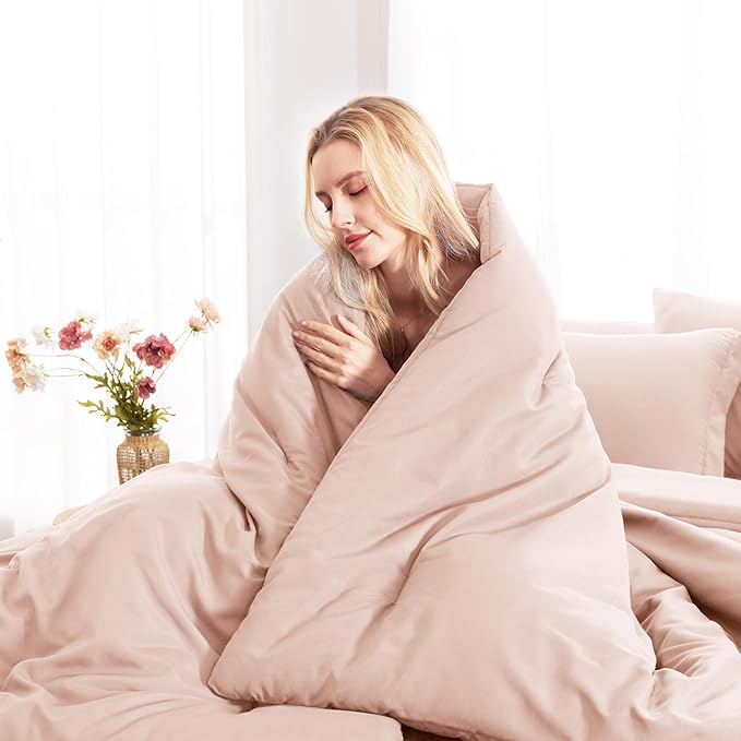 CozyLux Full Size Comforter Sets Blush Pink, 7 Pieces Bed in a Bag Full - Image 9