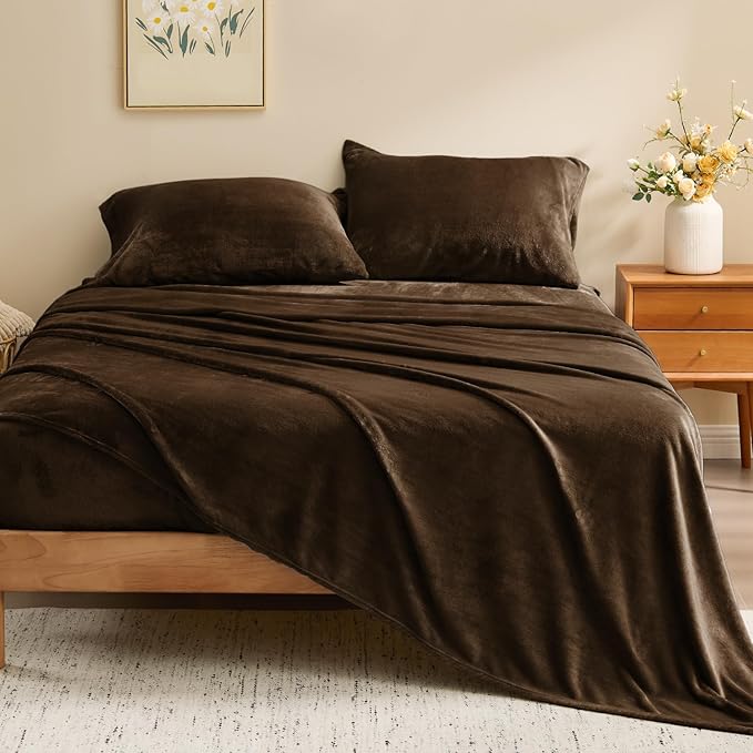 BEDELITE Flannel Sheets Twin Size Brown - Image 2
