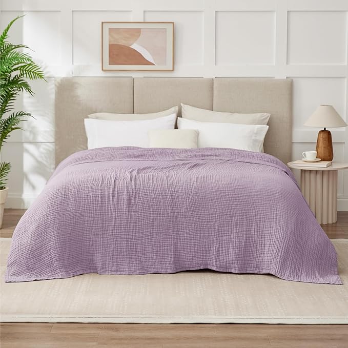 100% Cotton Muslin Blanket Queen 90" x 90", 6 Layers Breathable and Lightweight - Image 7