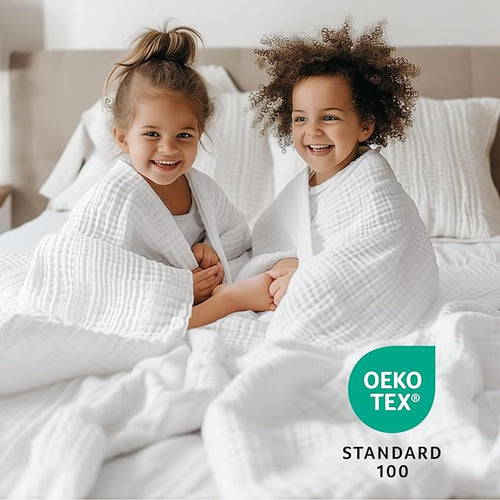 100% Cotton Muslin Blanket 40" x 40", Breathable and Lightweight Cotton Throw - Image 2