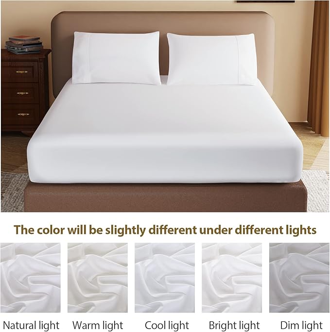 100% Egyptian Cotton Fitted Sheet King Size White, 600 Thread Count, 8-16" Deep - Image 8