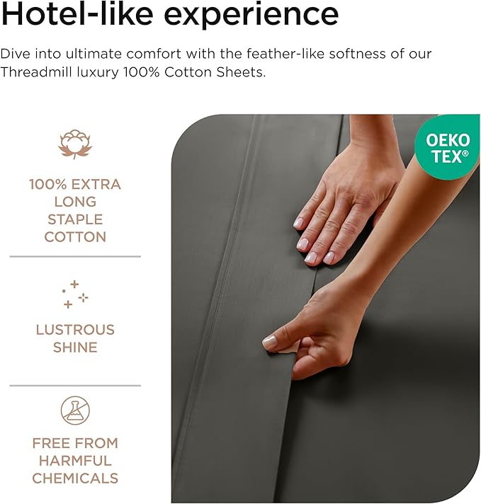 Threadmill Luxury 800 Thread Count Full Size 100% Cotton Sheets - Image 3