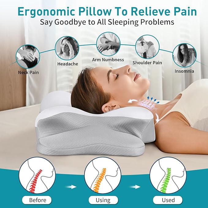 Cervical Pillow for Neck Pain Relief, Ergonomic Neck Pillow for Sleeping - Image 3