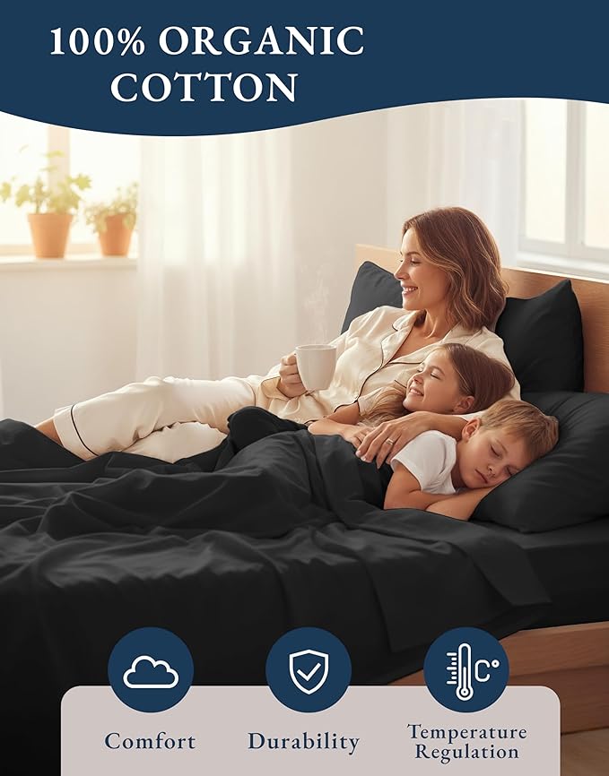 LANE LINEN 100% Organic Cotton Bed Sheets Extra Long Twin, Soft & Comfy Fully - Image 6