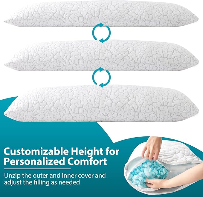 Cooling Body Pillow for Adults, Shredded Memory Foam Full Body Pillow - Image 8