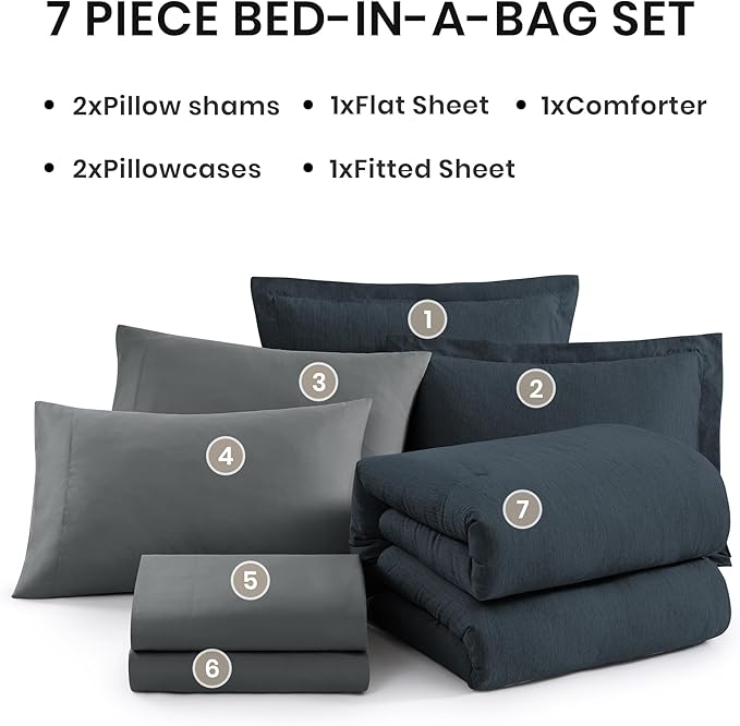 Monbix King Size Comforter Set, King Comforter Set 7 Pieces, Cationic Dyeing - Image 7
