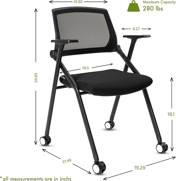 10 Pack Conference Room Chairs with Wheels and Sliding Armrest,Foldable Nesting Chair for Office School Church Waiting Room Black-DeskoryOffice