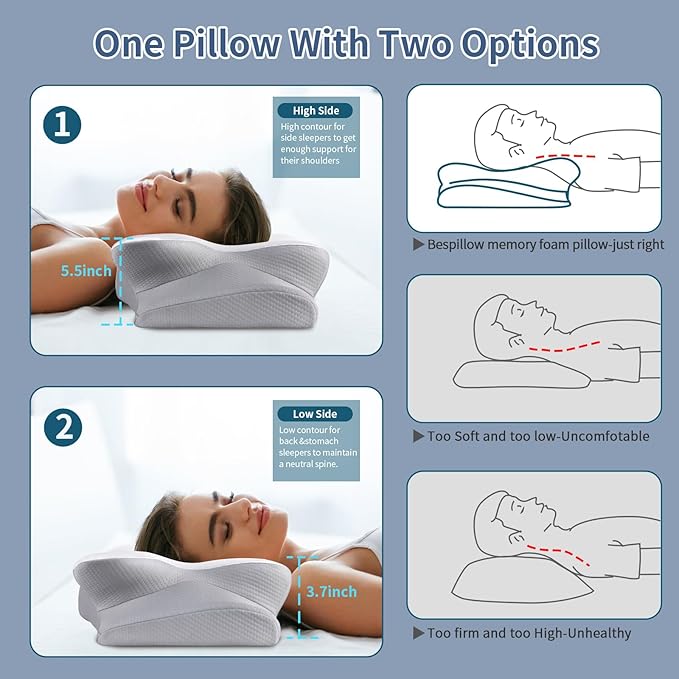 Cervical Neck Pillow for Pain Relief, Ergonomic Contour Pillow, Orthopedic - Image 5