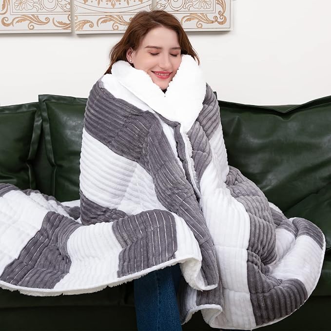 Sherpa Weighted Blanket for Adults 15lbs, Twin Full Size Fuzzy Heavy Throw - Image 7