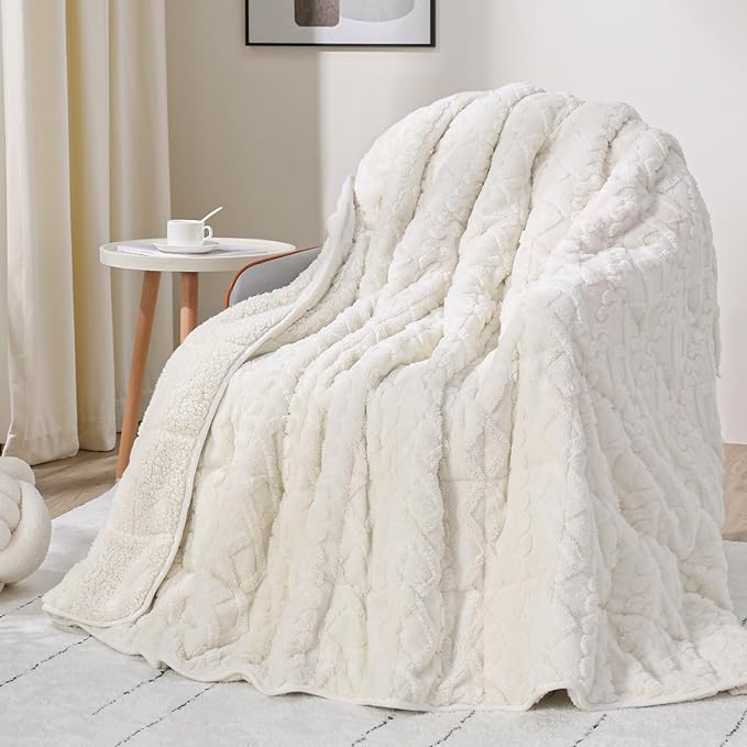Drewin Weighted Blanket for Adults Queen Size 15 lbs, Soft Fuzzy Jacquard by Home