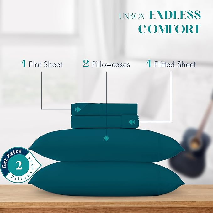 XOOX Linen 100% Egyptian Cotton Queen Sheet Set - Image 3