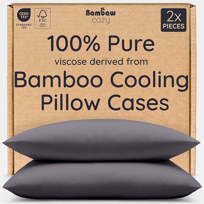 Bambaw 100% Viscose Derived from Bamboo Pillowcases King Size – Set of 2 King by Bambaw