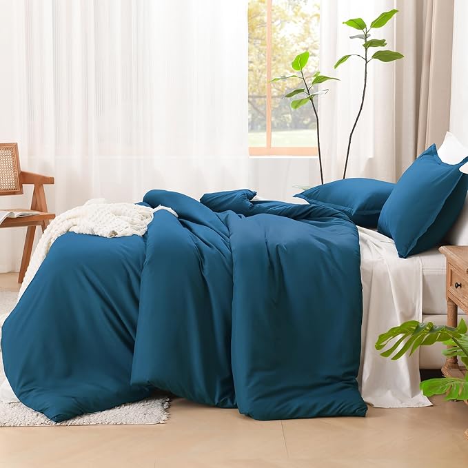 Litanika Teal Comforter Full Size, 3 Pieces Turquoise Lightweight Solid Bedding - Image 5