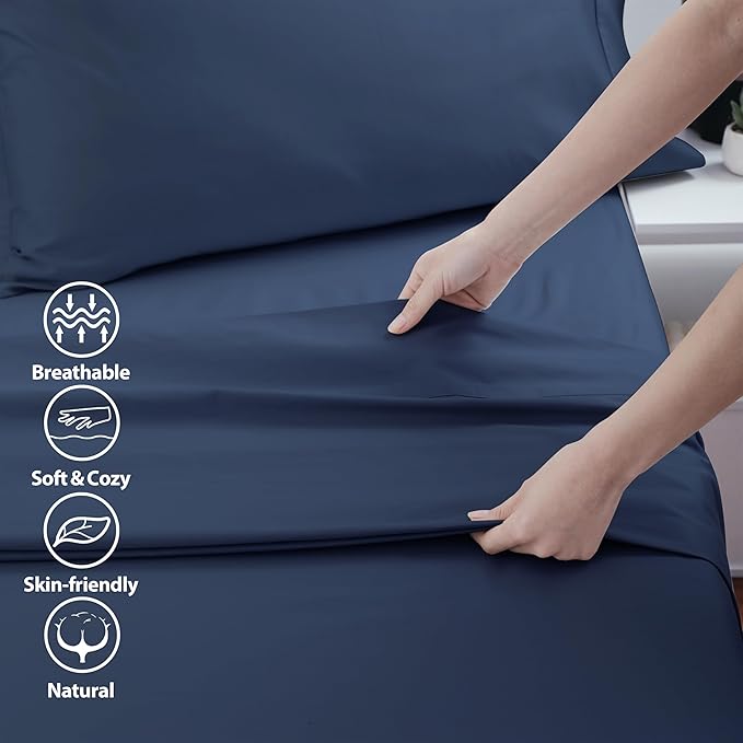 Cotton Cal King Flat Sheet Only, 600 Thread Count 100% Egyptian Cotton Top - Image 3