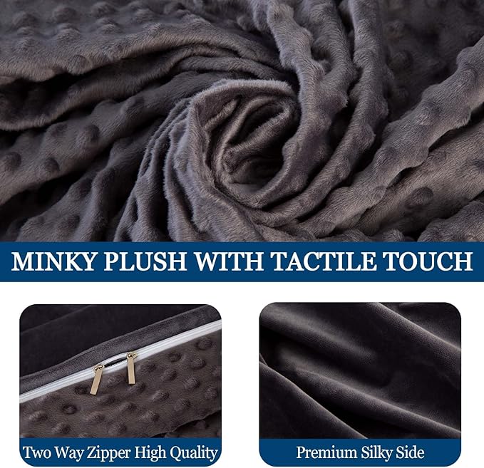 Weighted Blanket with Cover Queen Size Heavy Blanket Removable Soft Grey - Image 5