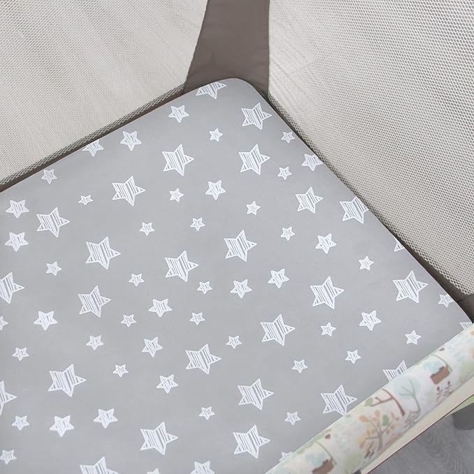 Pack and Play Sheets, 2 Pack Mini Crib Sheets, Stretchy Playard Fitted Sheet - Image 2