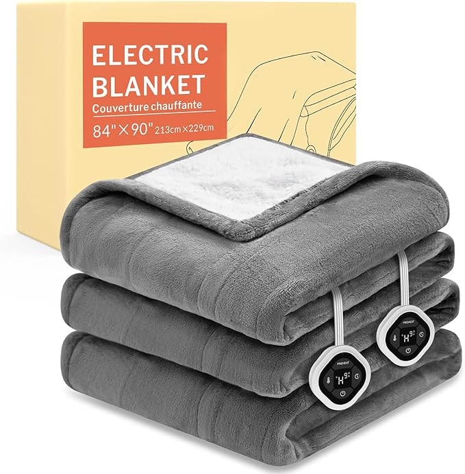 HOMLYNS LuxeHeat Heated Blanket Electric Blanket Queen Size, Soft Flannel by HOMLYNS