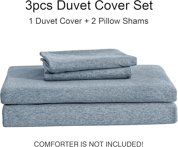 PURE ERA Jersey Knit Duvet Cover Set 100% T-Shirt Cotton Super Soft Comfy 3pc - Image 6