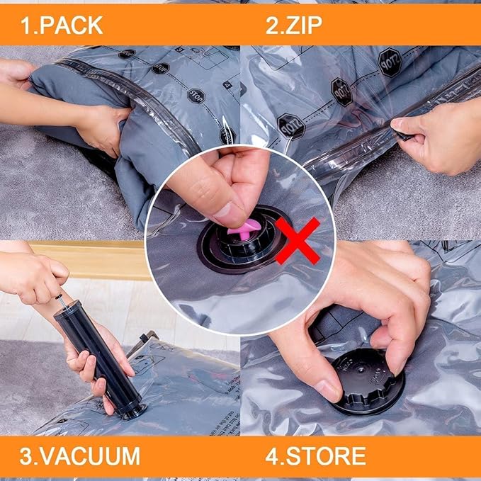 10 Jumbo Vacuum Storage Bags with Electric Pump,Plastic Packaging Bags, Space Saver Bag for Clothes, Mattress, Blanket, Duvets, Pillows, Comforters, Travel